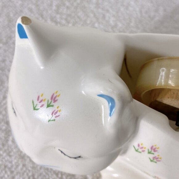 Vintage Floral Ceramic Kitty Cat Tape Dispenser - Picture 10 of 12
